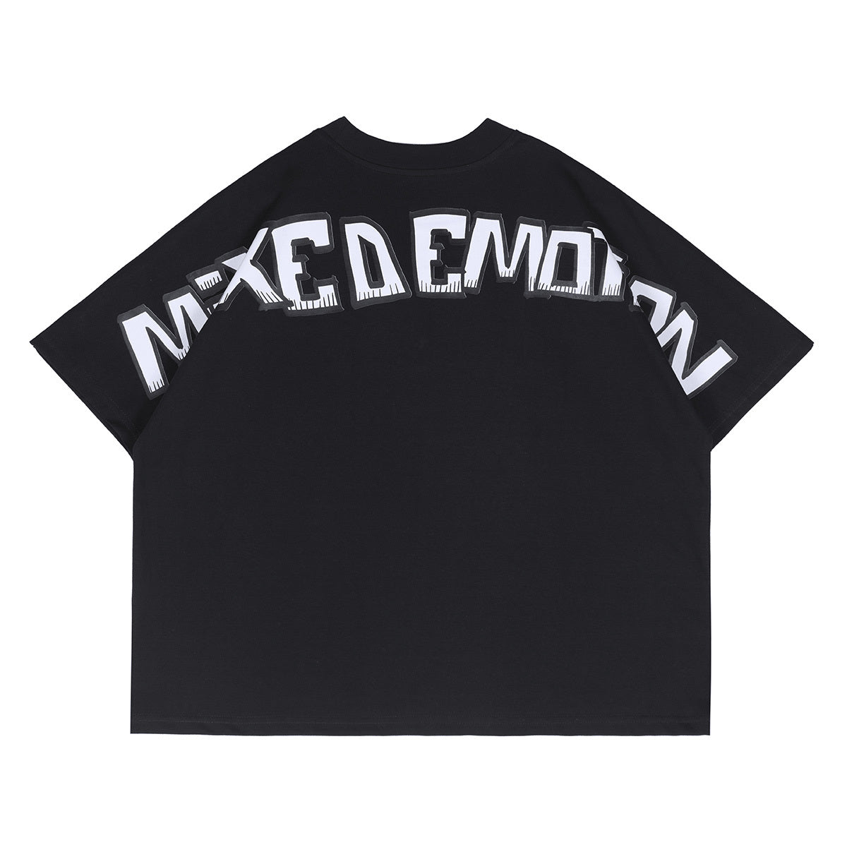 Mixed Emotion Skull Gothic Banner Cropped T-Shirt Black Punk Hardcore Streetwear