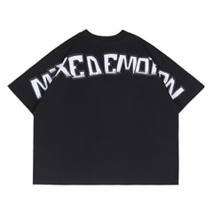 Mixed Emotion Skull Gothic Banner Cropped T-Shirt Black Punk Hardcore Streetwear