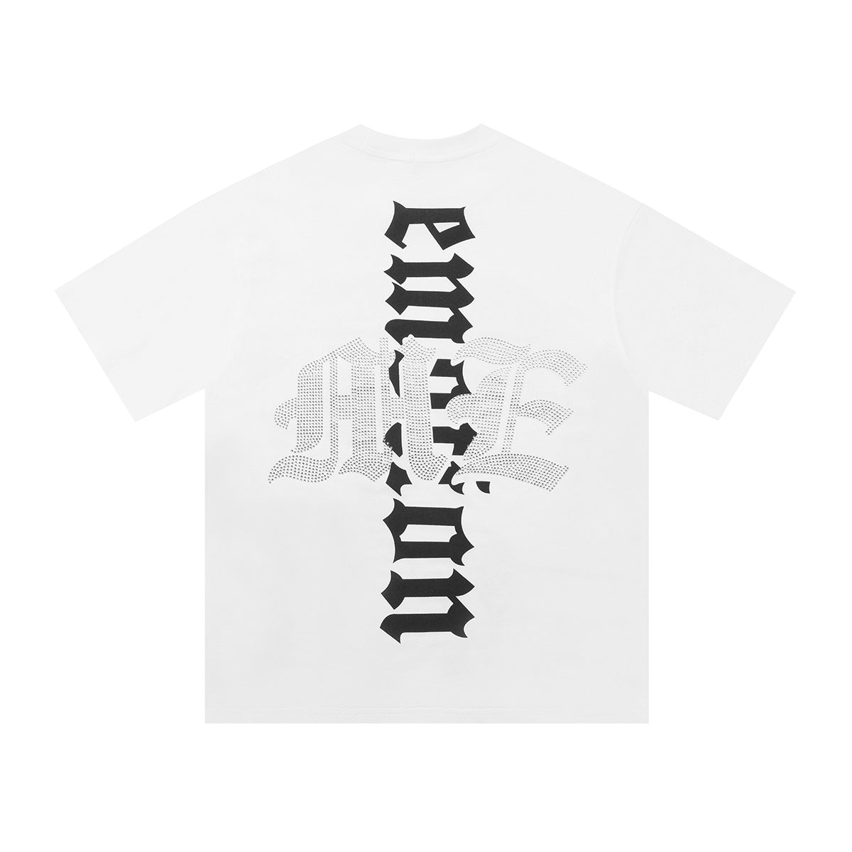 Mixed Emotion Alien Beach Rhinestone ME Cross T-Shirt White Gothic Y2K Streetwear