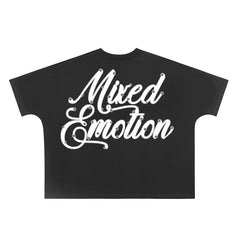 Mixed Emotion Rhinestone Script Cherub Cropped T-Shirt Black Y2K Romantic Streetwear