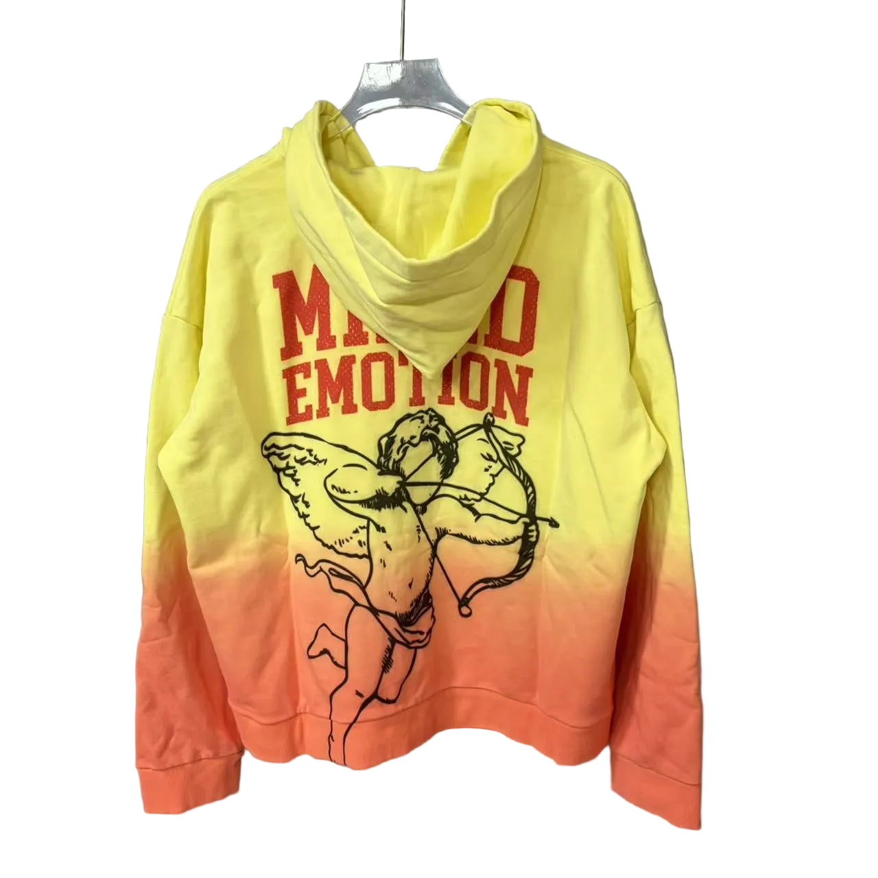 Mixed Emotion Yellow‑Orange Ombre Full Zip Hoodie Cherub Cupid Print Unisex Vintage Y2K Street Jacket
