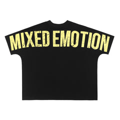 Mixed Emotion Grunge Eye Art Cropped Oversized T‑Shirt | Vintage Distressed Front & Back Print Unisex Street Tee