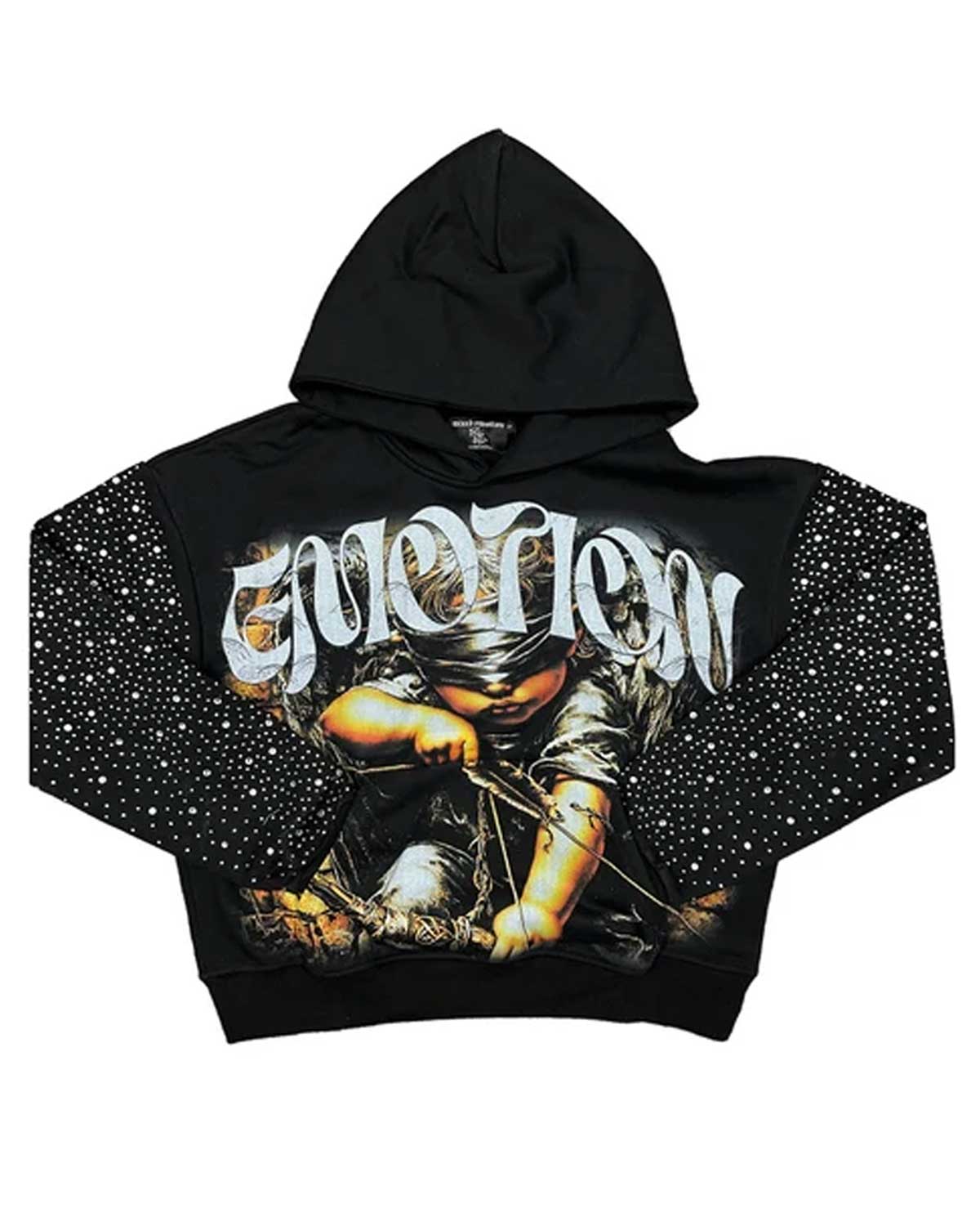 Mixed Emotions Archer Rhinestone Hoodie Black