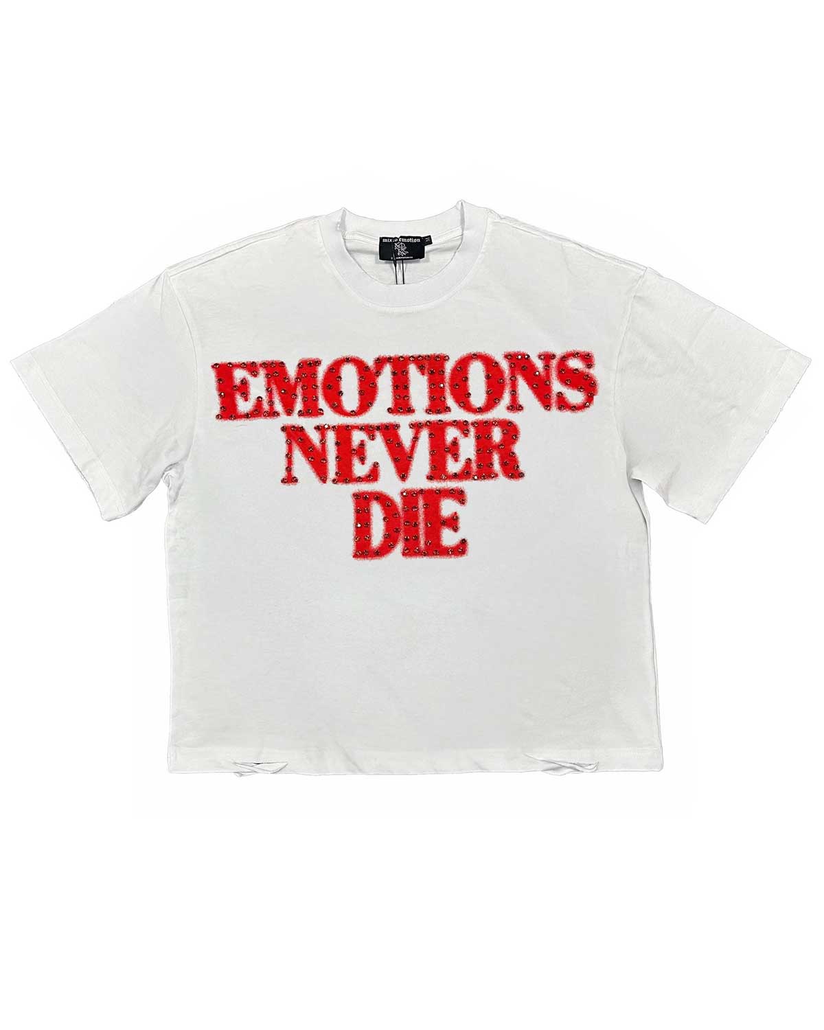 Mixed Emotions End Rhinestone Tee White/Red