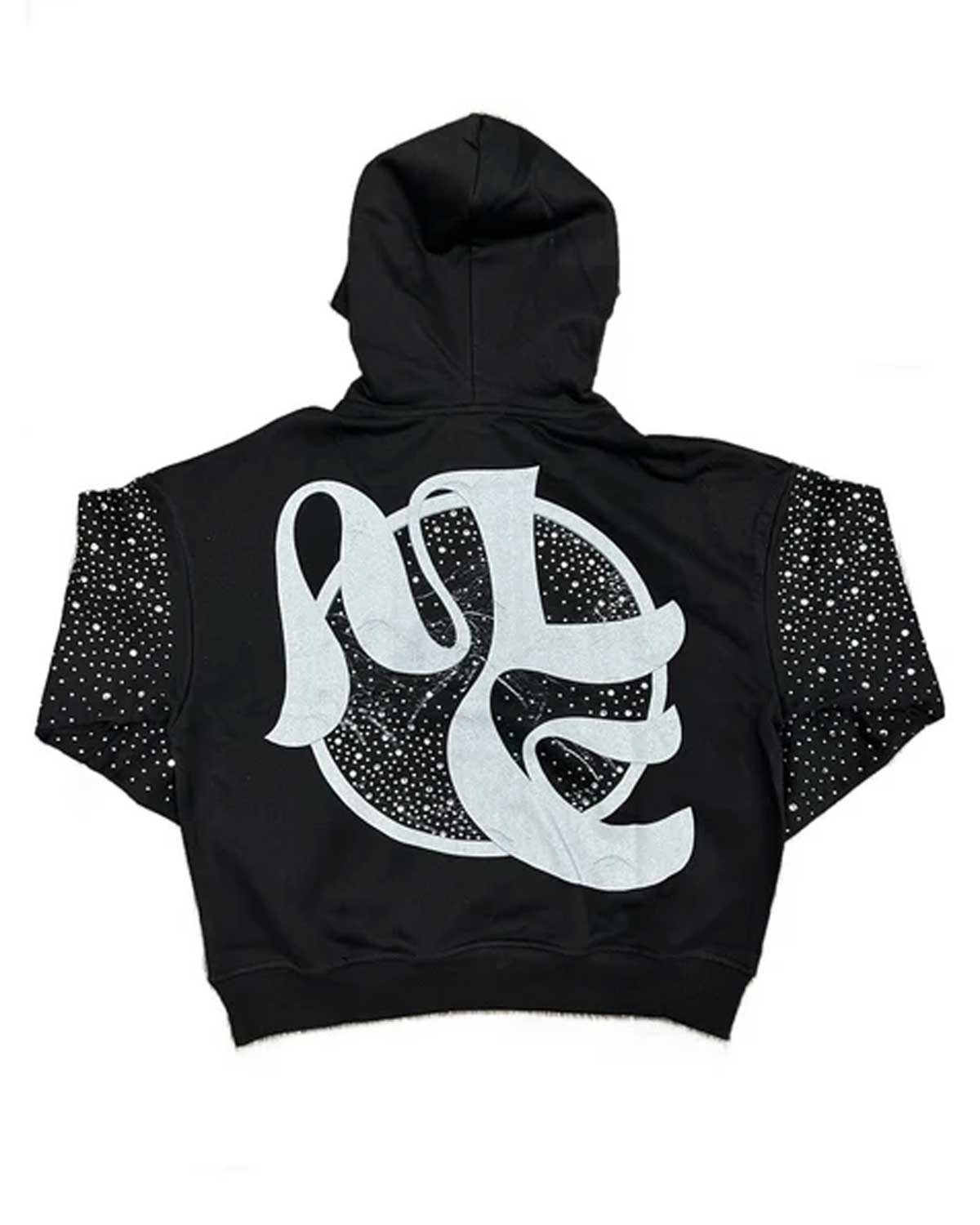 Mixed Emotions Fallen Angels Rhinestone Hoodie Black