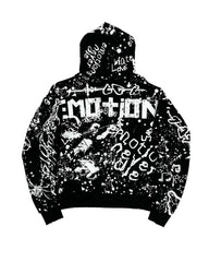 Mixed Emotions Graffiti Zip Up Hoodie Black