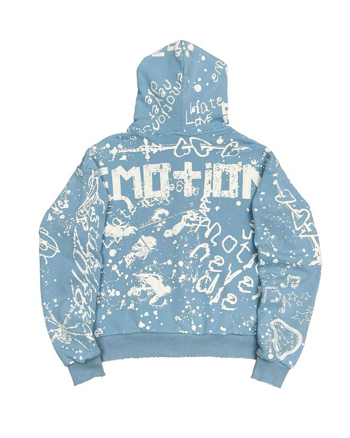 Mixed Emotions Graffiti Zip Up Hoodie Blue