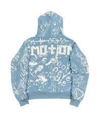 Mixed Emotions Graffiti Zip Up Hoodie Blue
