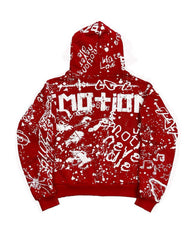 Mixed Emotions Graffiti Zip Up Hoodie Red