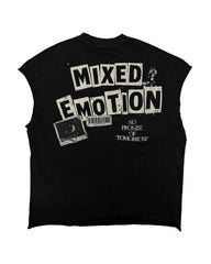 Mixed Emotions Newspaper Sleeveless Tee Black