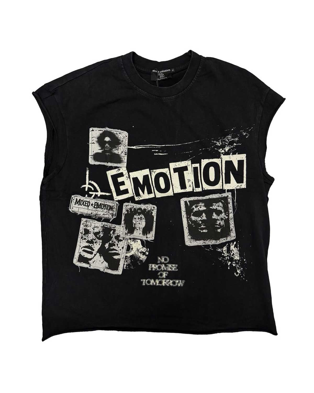 Mixed Emotions Newspaper Sleeveless Tee Black