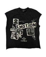 Mixed Emotions Newspaper Sleeveless Tee Black