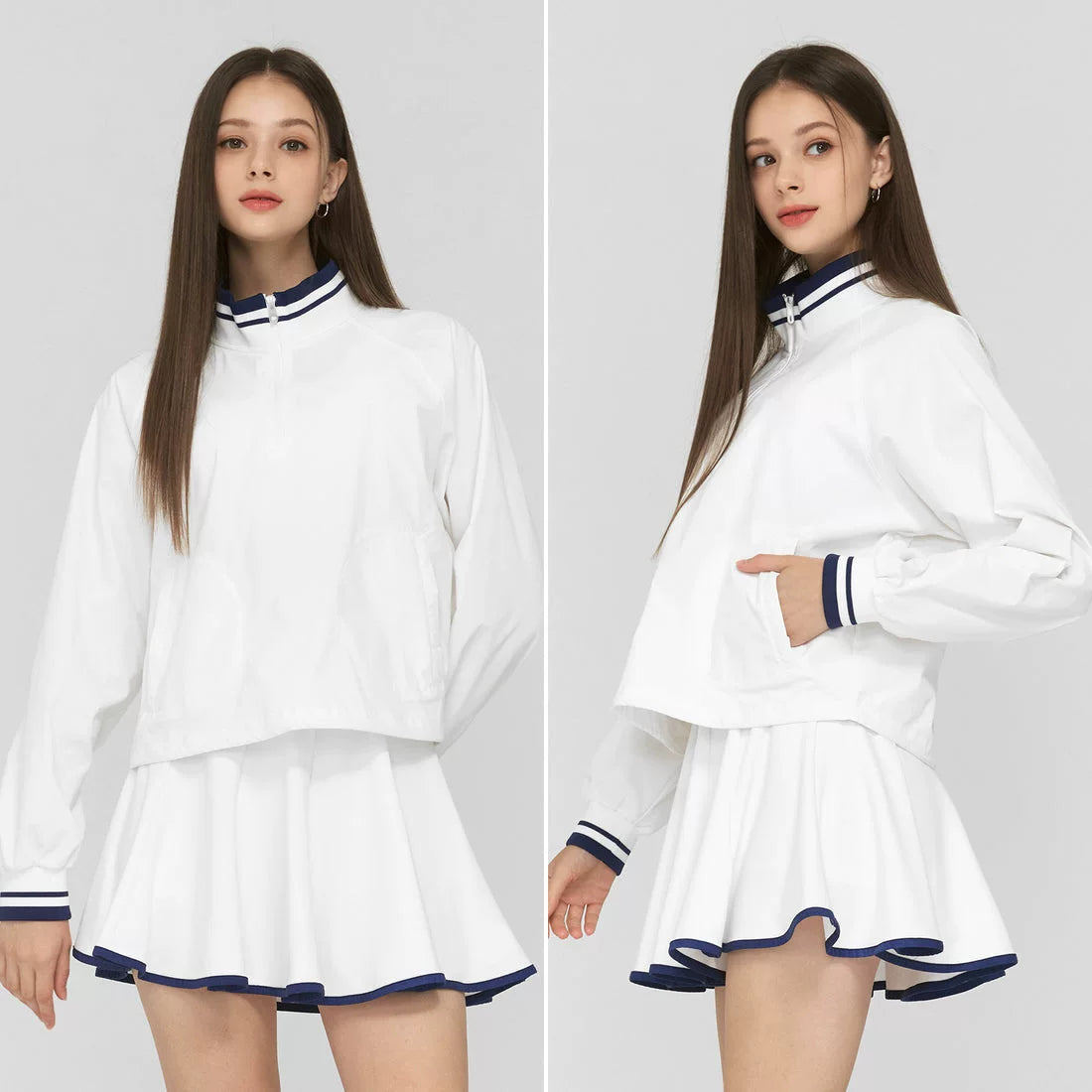 跨境防晒网球服女套装长袖专业美式风网球裙卫衣羽毛球外套Tennis