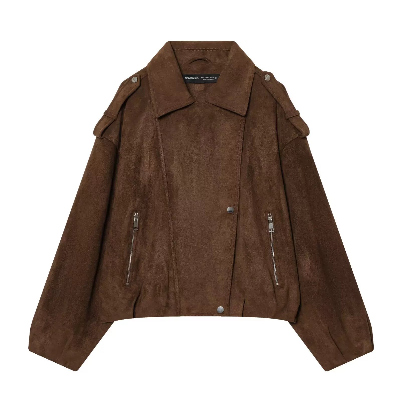 ZR European and American style foreign trade ZA women's motorcycle style suede effect loose jacket jacket 6318036