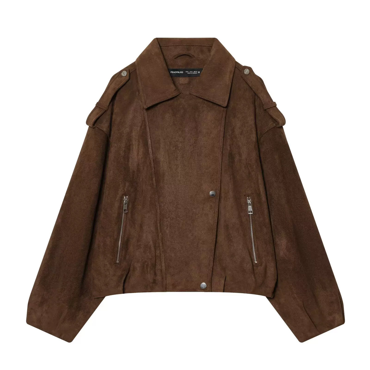 ZR European and American style foreign trade ZA women's motorcycle style suede effect loose jacket jacket 6318036