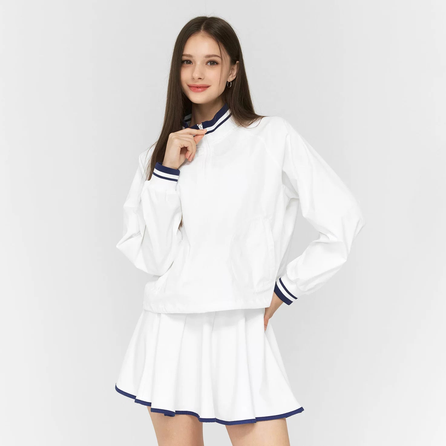 跨境防晒网球服女套装长袖专业美式风网球裙卫衣羽毛球外套Tennis