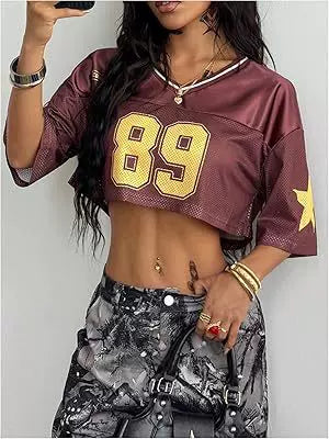 Oversized basketball jersey summer sheer streetwear trendy girl top Y2K women's clothing