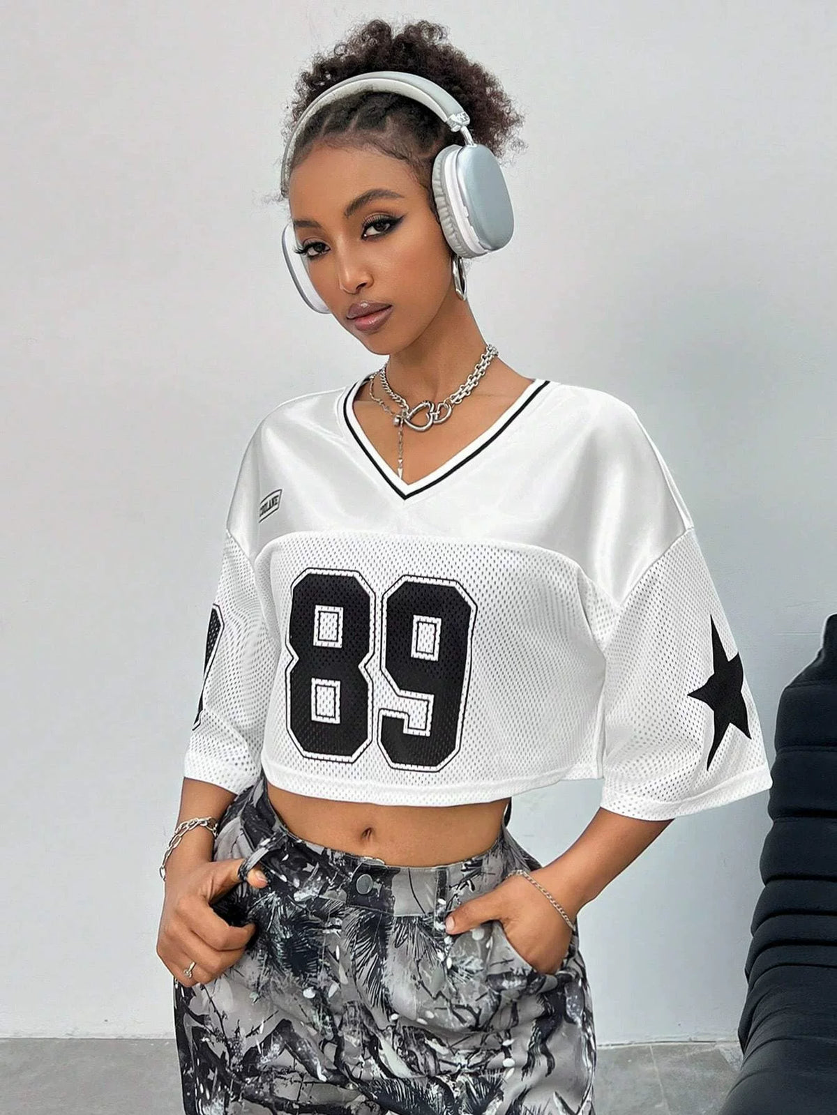 Oversized basketball jersey summer sheer streetwear trendy girl top Y2K women's clothing