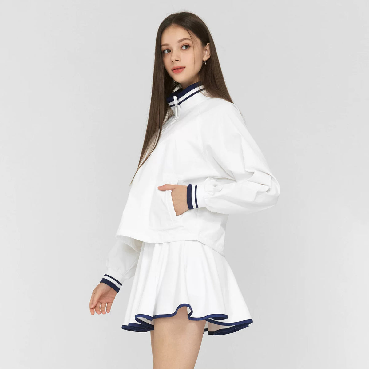 跨境防晒网球服女套装长袖专业美式风网球裙卫衣羽毛球外套Tennis