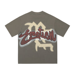 Mixed Emotion Vintage Blinded Cupid Angel Oversized Tee | Retro Graffiti Font Unisex Streetwear T‑Shirt
