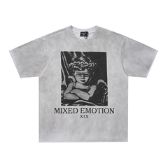 Mixed Emotion Vintage Washed Cherub Two‑Sided Graphic Tee