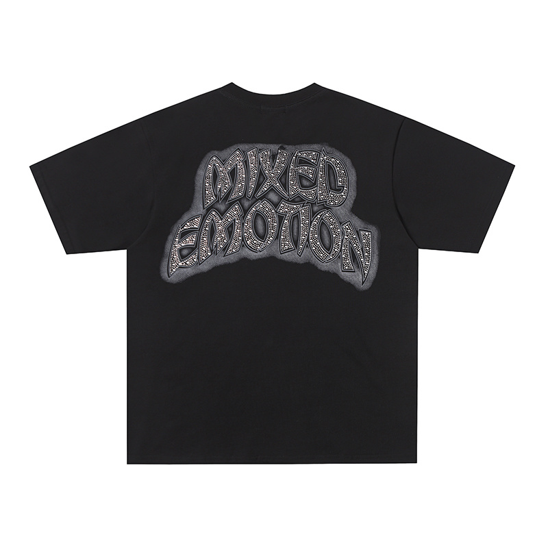 Mixed Emotion Rock Angel Rhinestone Graphic Oversized Tee