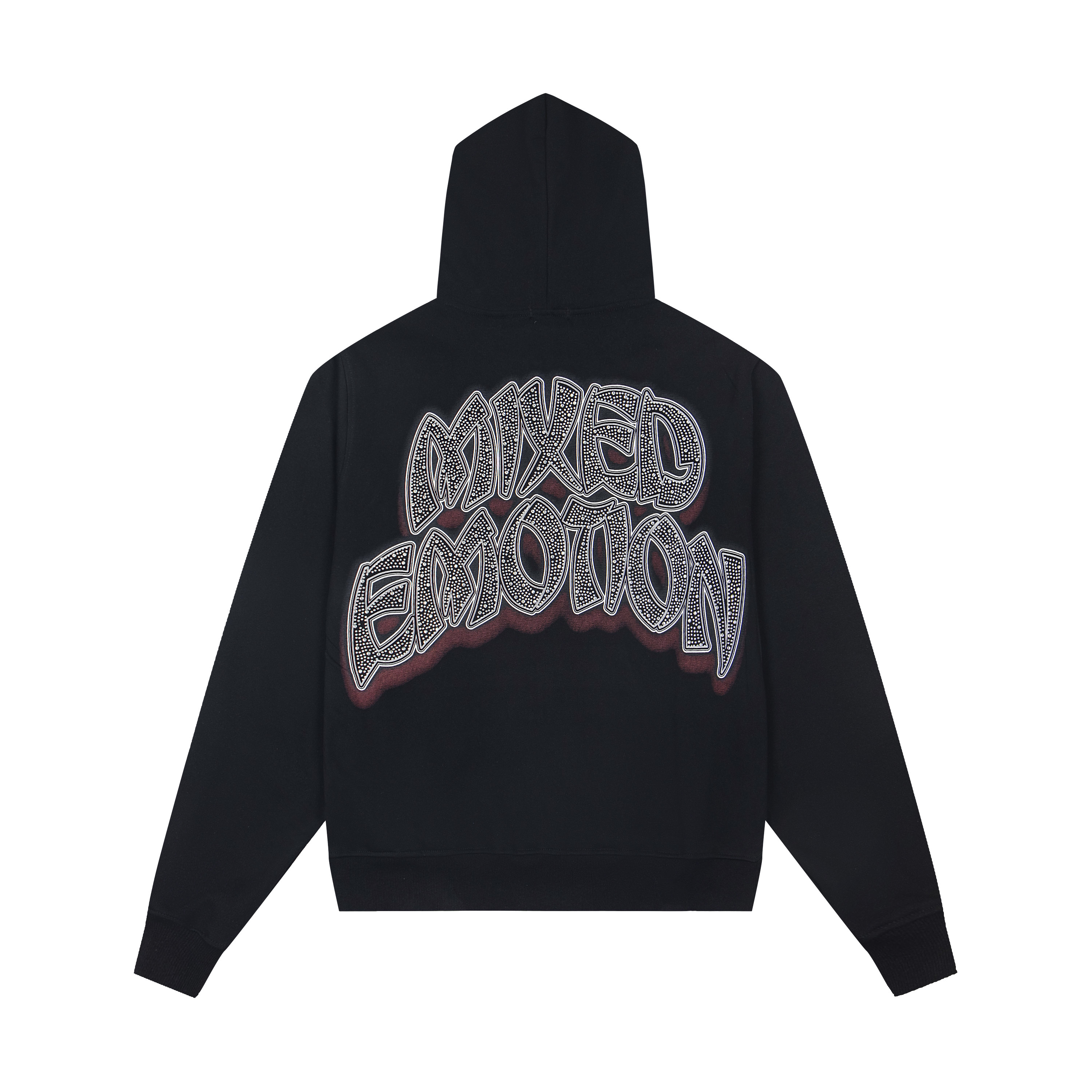 Mixed Emotion Skeleton Dance Rhinestone Zip‑Up Hoodie