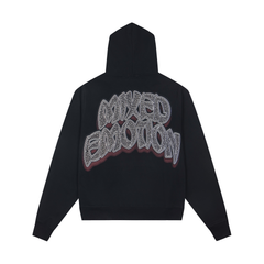 Mixed Emotion Skeleton Dance Rhinestone Zip‑Up Hoodie