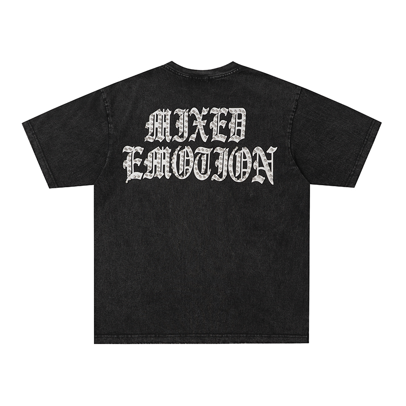 Mixed Emotion Washed Cupid Angel Double‑Sided Print Oversized Tee