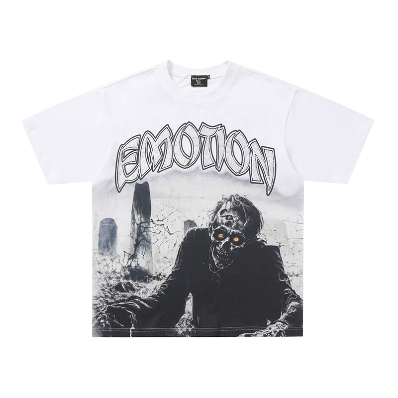 Mixed Emotion Cemetery Zombie Rhinestone Graphic Oversized Tee