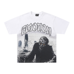 Mixed Emotion Cemetery Zombie Rhinestone Graphic Oversized Tee