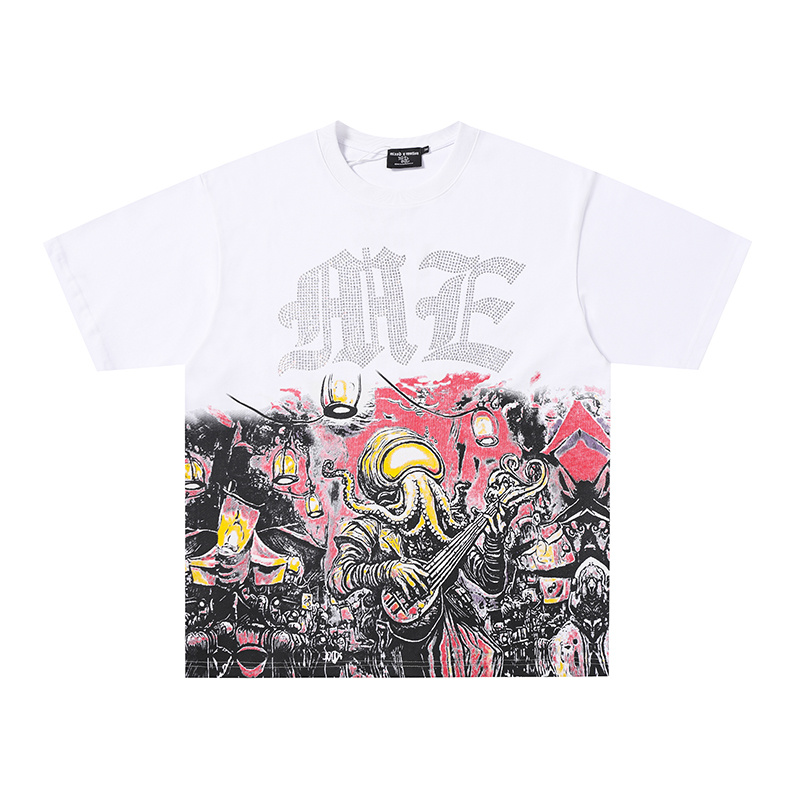 Mixed Emotion Octopus Performer Rhinestone‑Print Oversized Tee