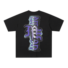 Blindfolded Cherub Angel Rhinestone Graphic Oversized Tee
