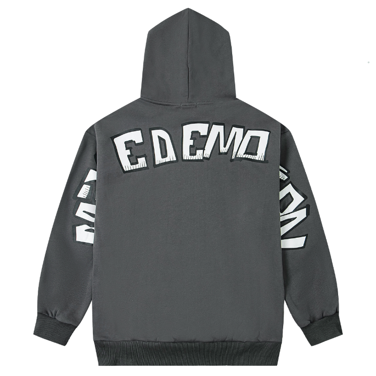 Mixed Emotion Grumpy Cartoon Graphic Grey Pullover Hoodie