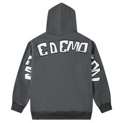 Mixed Emotion Grumpy Cartoon Graphic Grey Pullover Hoodie