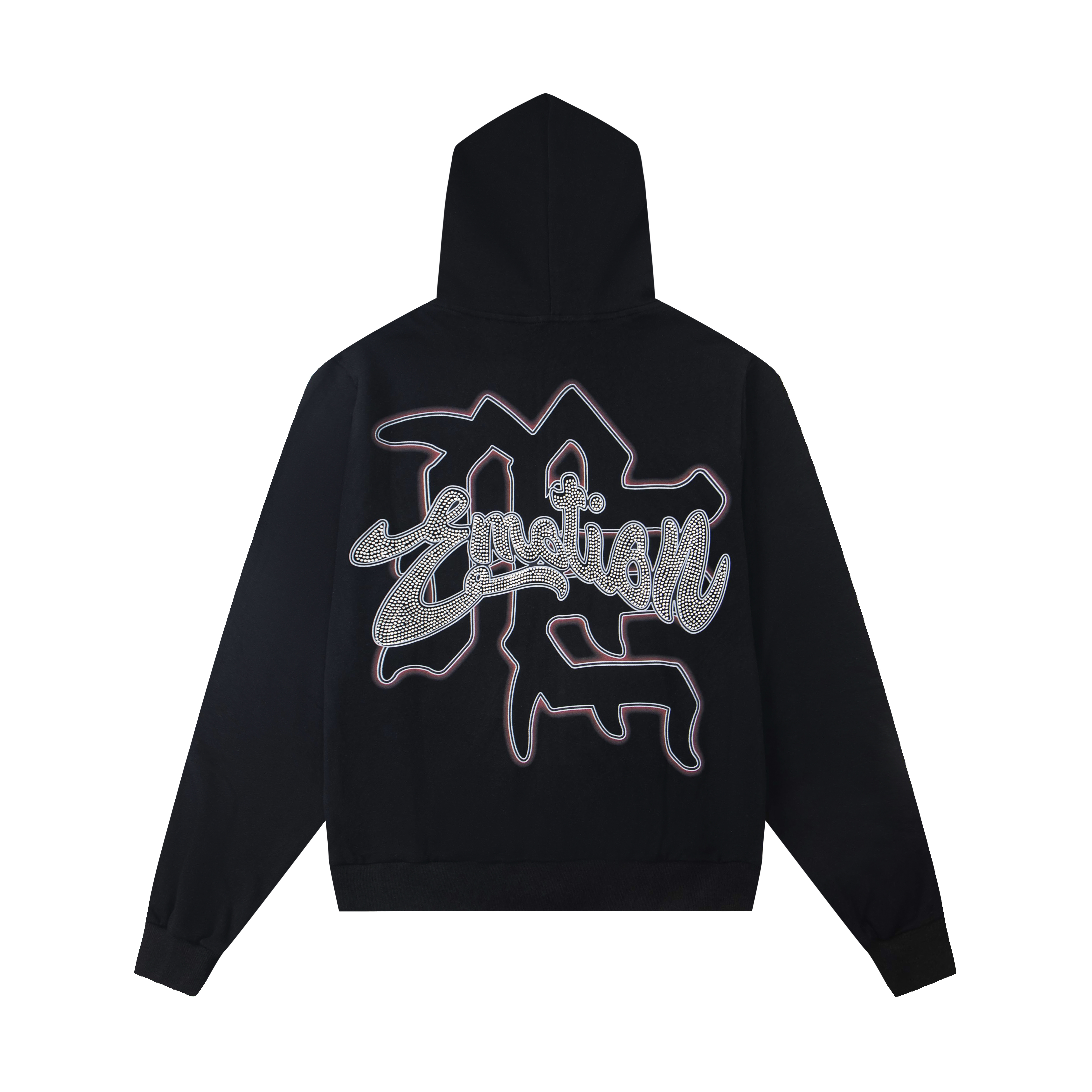 Mixed Emotion Vintage Cupid Angel Rhinestone Zip‑Up Hoodie