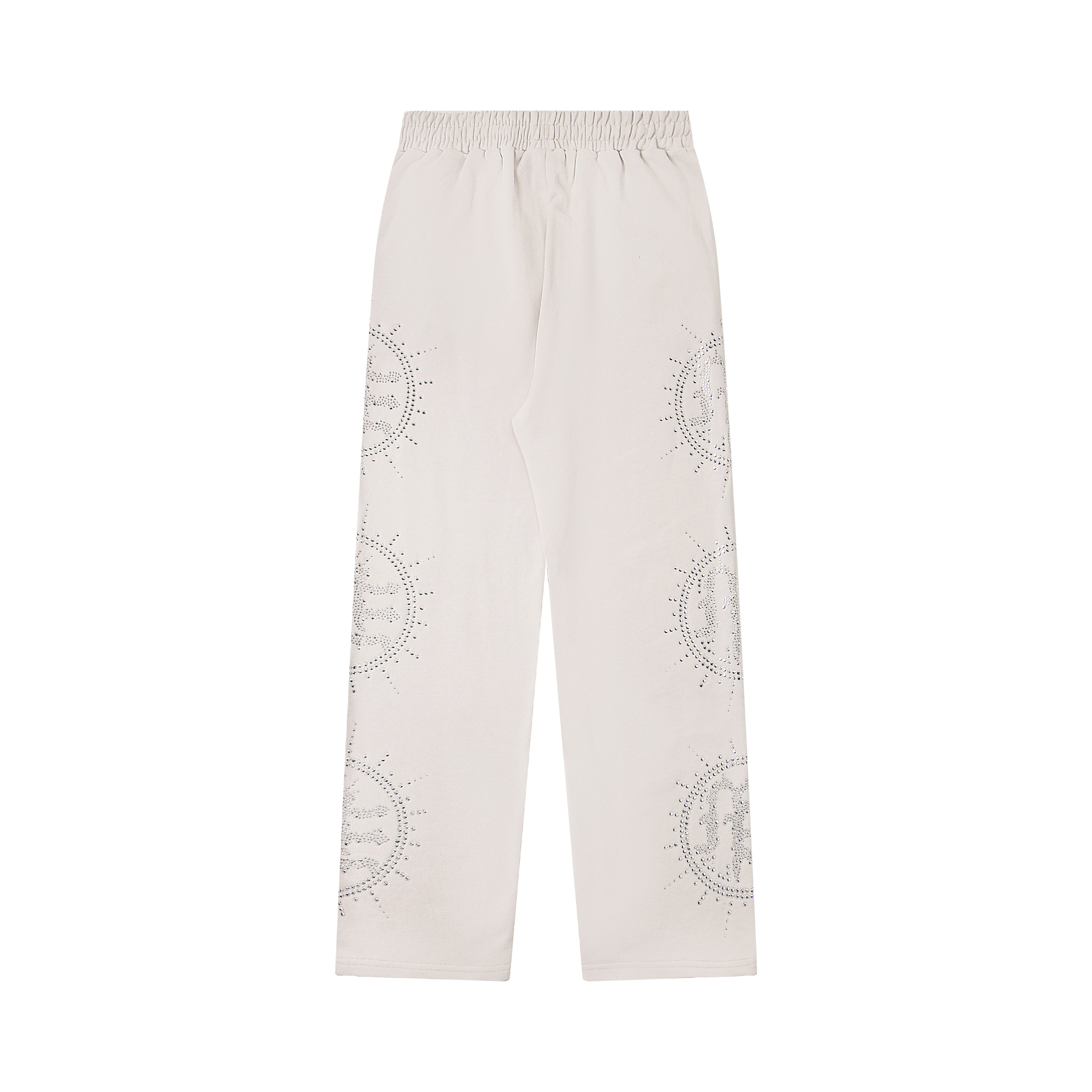 Mixed‑Emotion Sun Rhinestone Wide‑Leg Sweatpants