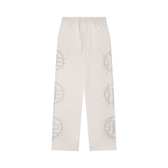 Mixed‑Emotion Sun Rhinestone Wide‑Leg Sweatpants
