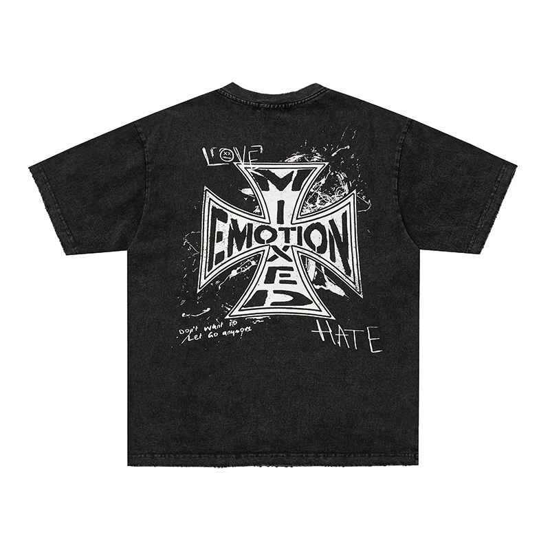 Mixed Emotions Hand‑Drawn Graffiti Cherub Washed Tee
