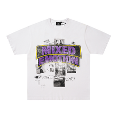 Mixed Emotion Retro Collage Print Oversized Tee
