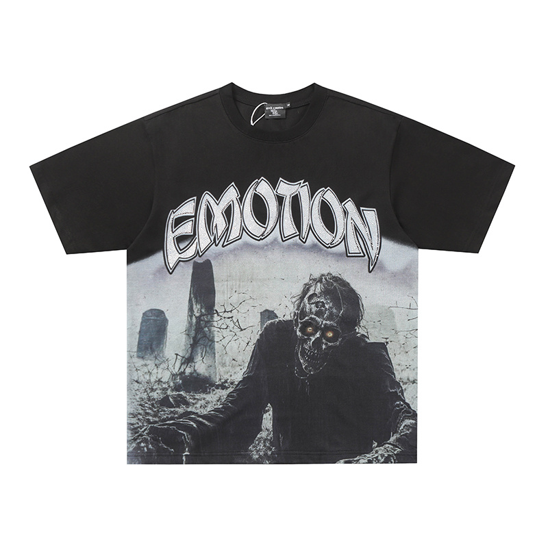 Mixed Emotion Cemetery Zombie Rhinestone Graphic Oversized Tee