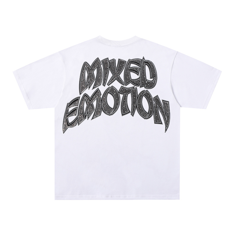 Mixed Emotion Winged Archer Angel Rhinestone‑Print Oversized Tee